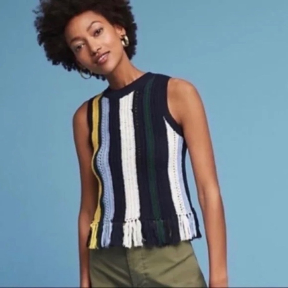 NWOT Anthropologie Tanna Knit Fringe Tank